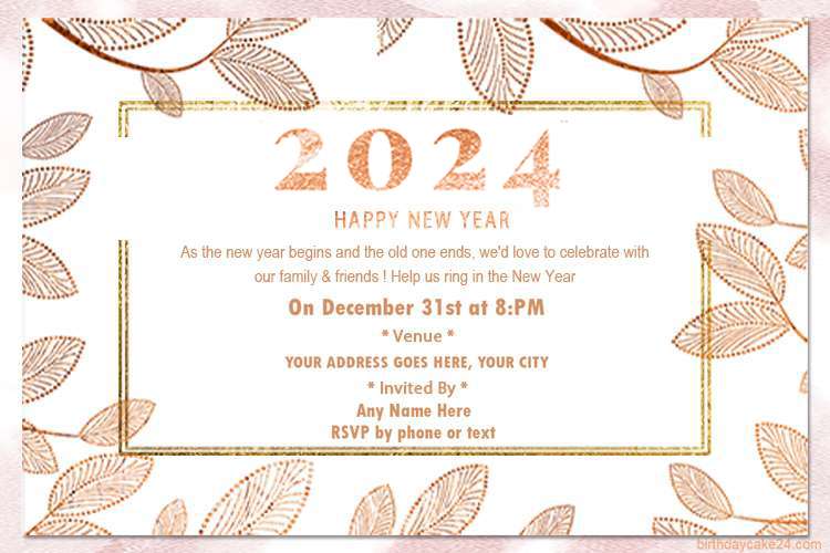 Rose Gold New Year 2024 Invitation Card