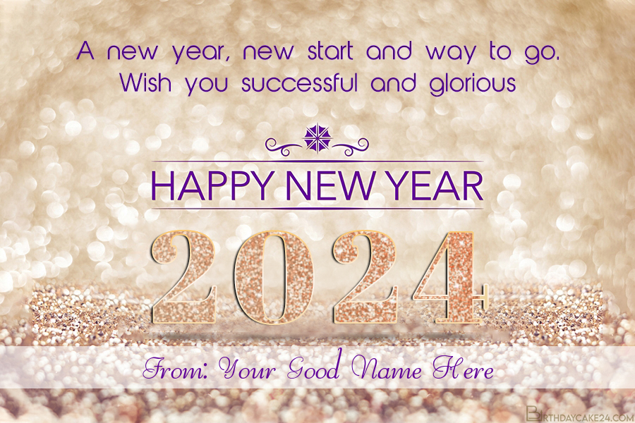 Happy New Year 2024 Card With Name Online 7e51b 