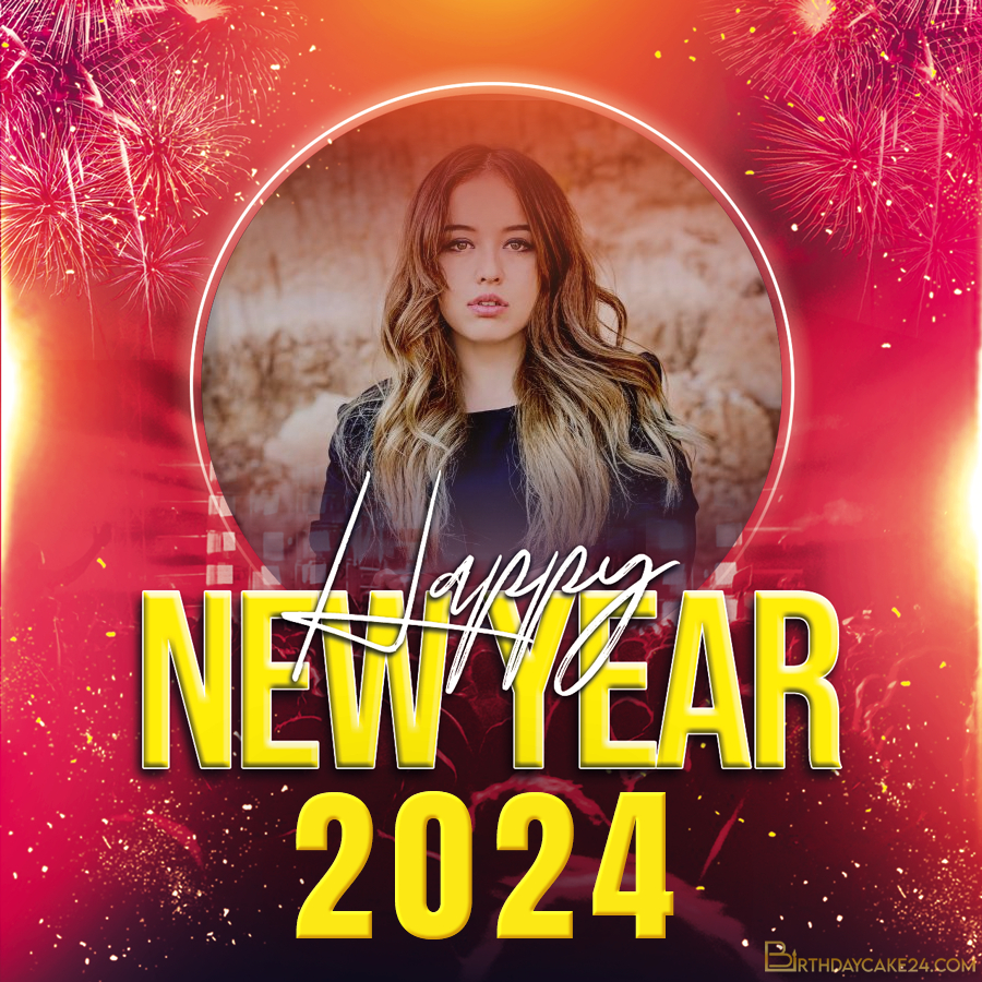 Happy New Year 2024 Card With Photo Frame D3d1c 