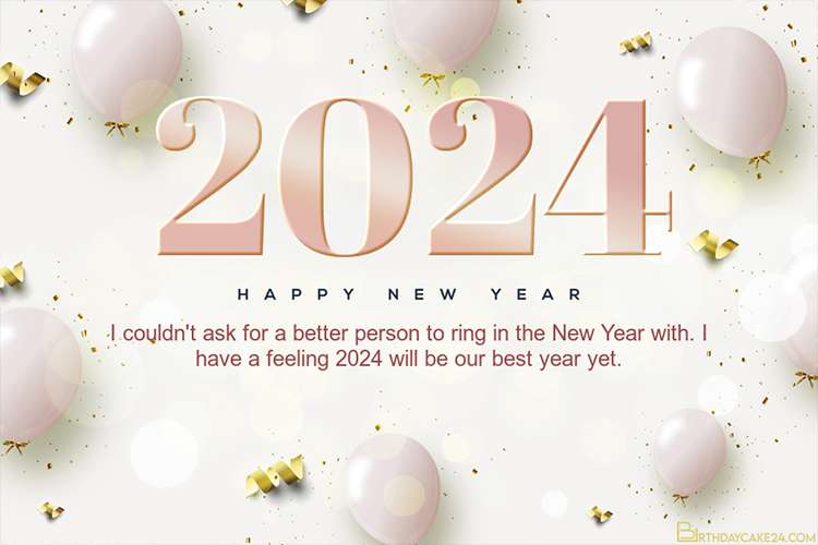Pink Balloon New Year 2024 Card Card Maker