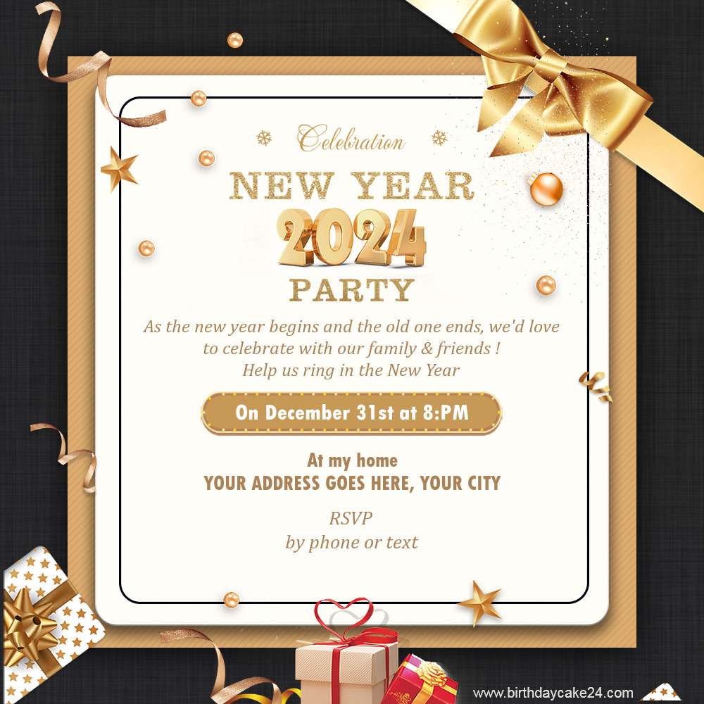 Free New Year 2024 Party Invitation Template