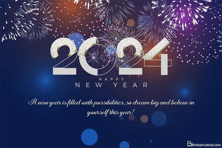 Fireworks Happy New Year 2024 Wishes Card Images Downloads