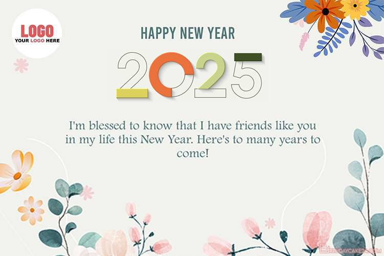 Design Happy New Year 2025 Greetings Image With Logo