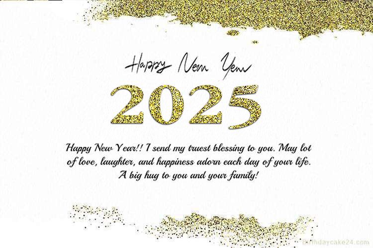 Glitter Gold Greeting Card Happy New Year 2025