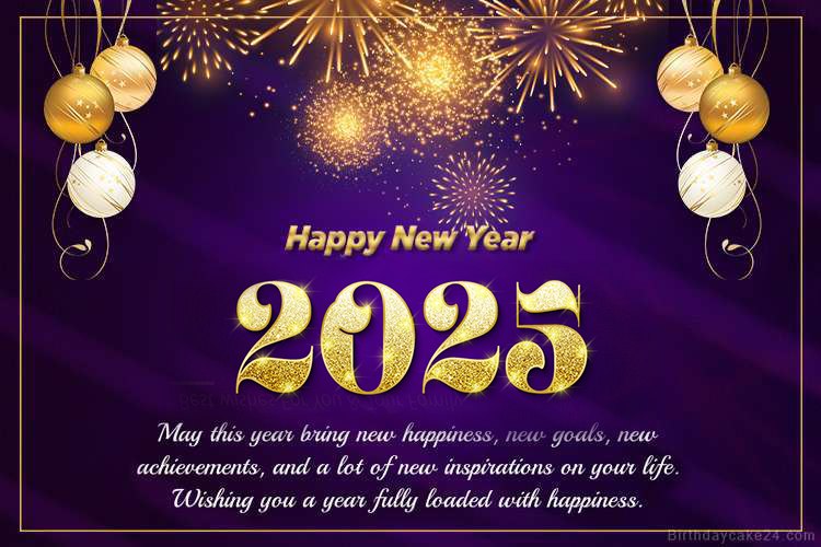 Happy New Year 2025 Wishes Card Maker With Fireworks