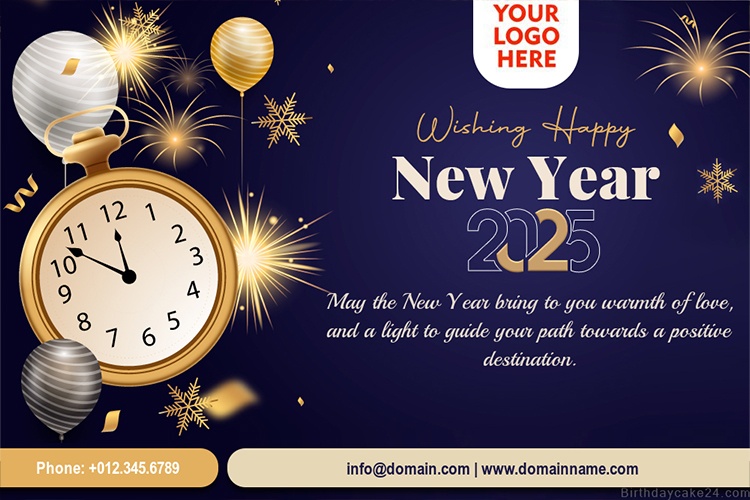 Professional New Year 2025 Greeting Card With Logo