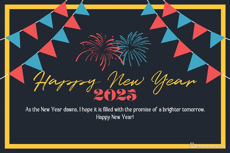 Create And Download Your Own New Year 2025 Greeting Cards for Free