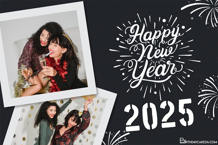 New Year 2025 Greetings With Double Photo Frames