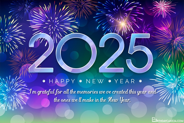 New Year Colorful Fireworks Card for 2025