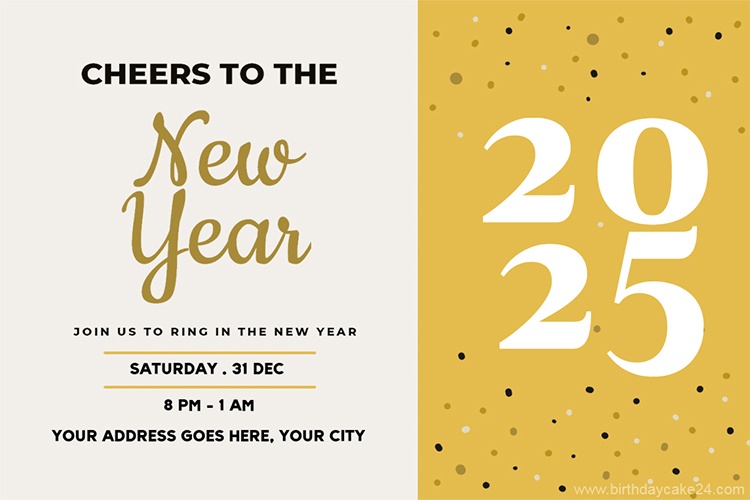 Cheer To The New Year 2025 Invitation Cards