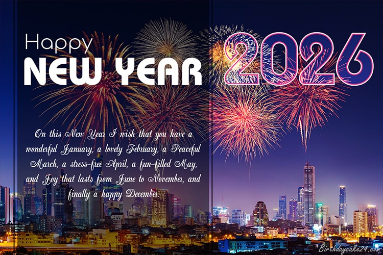 Happy New Year 2026 Greeting Cards With Fireworks