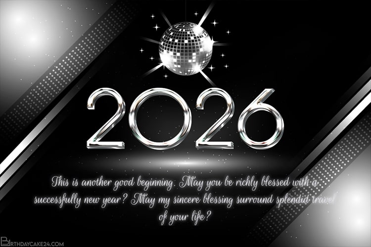 Free Online Silver Happy New Year 2026 Card Maker