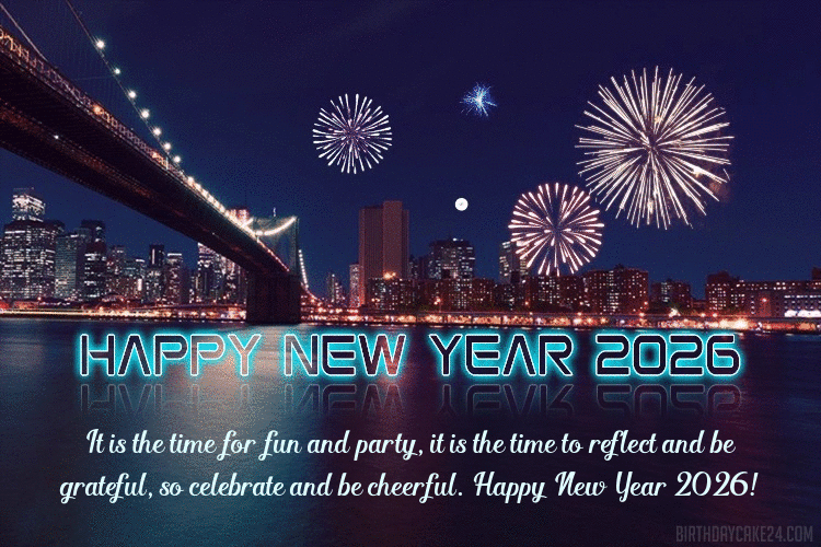 Happy New Year 2026 Fireworks Animated Wishes Card GIFs