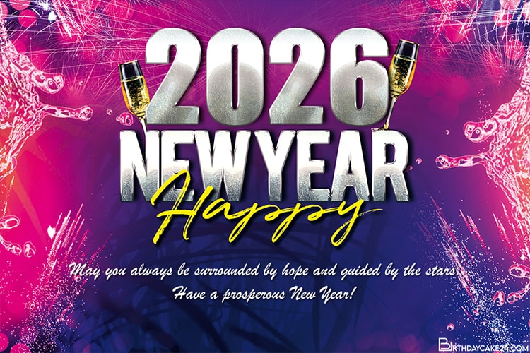 Happy New Year 2026 Wishes Card Maker Online