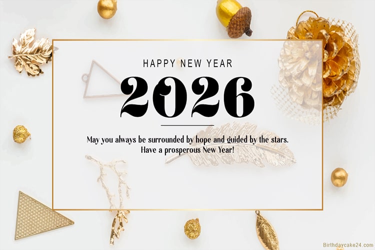 Luxury Gold And White Happy New Year 2026 Greetings