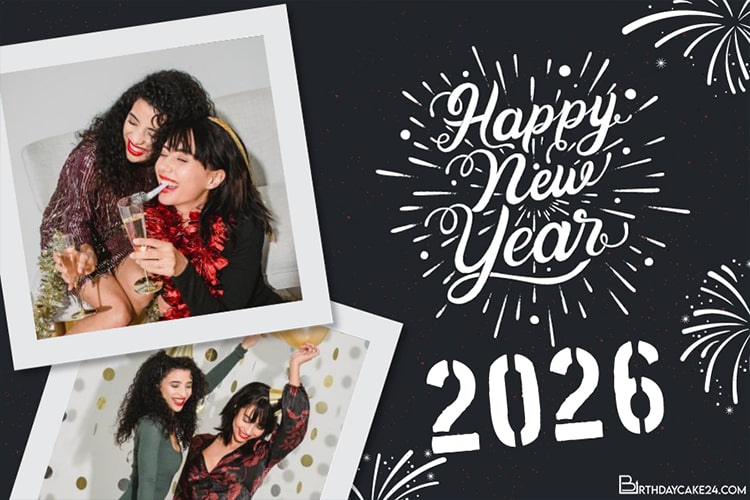 New Year 2026 Greetings With Double Photo Frames