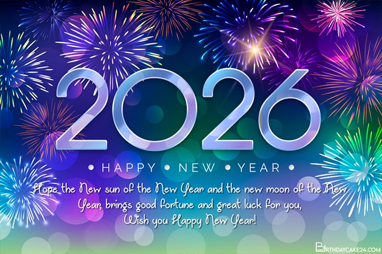 New Year Colorful Fireworks Card for 2026