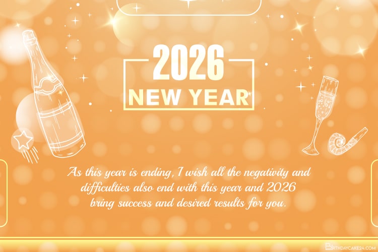 Glitter Gold Greeting Card Happy New Year 2026