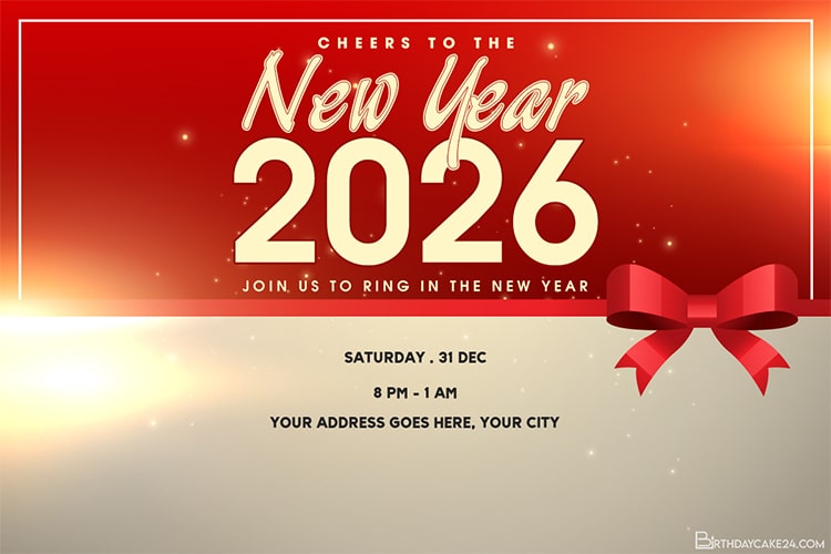 Cheer To The New Year 2026 Invitation Cards