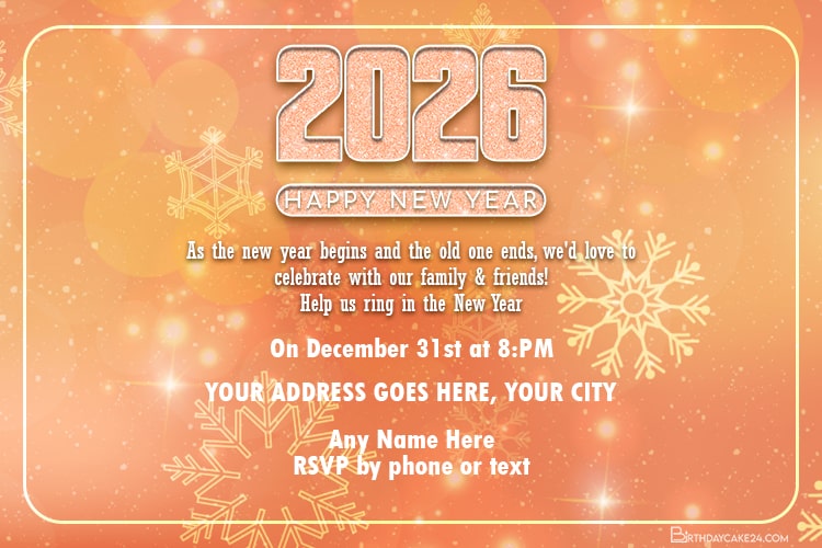 Rose Gold New Year 2026 Invitation Card