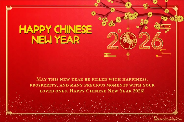 Wishes You Happy Chinese New Year 2026 Greeting Cards