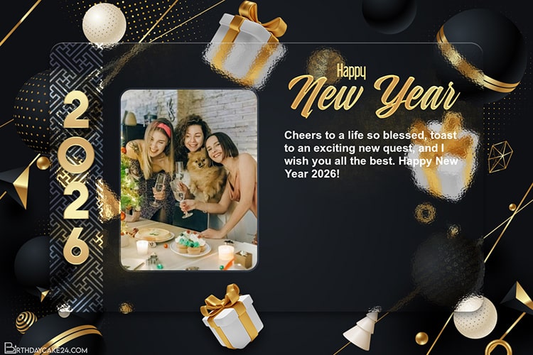 Decorate Glittering New Year 2026 Cards With Photos And Wishes
