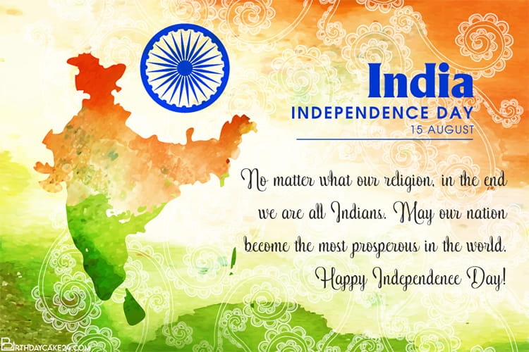 15 August 2026 Card - India Independence Day eCards Online