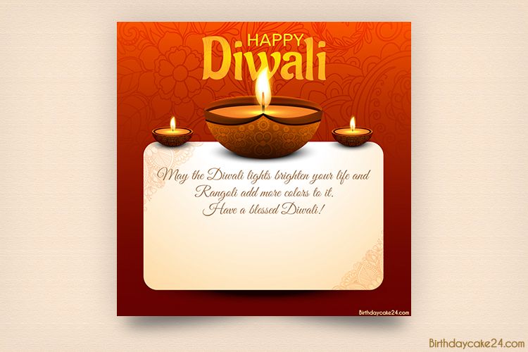 Create a Beautiful Diwali Greeting Card with Diya Lamps and Rangoli