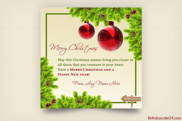 Customize Pine Tree Christmas Greeting Card With Your Name