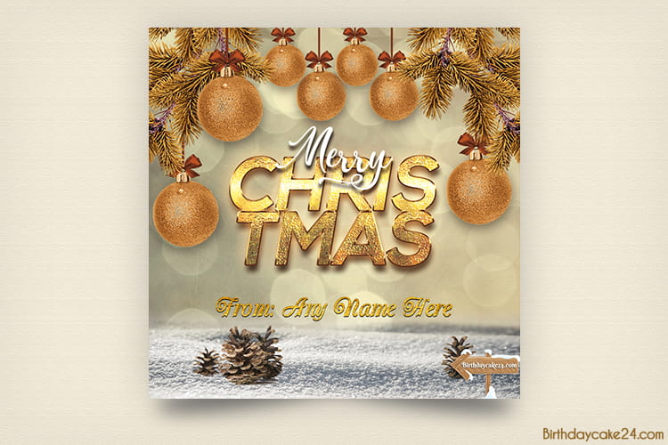 Golden Christmas Wishes Card With Name Editing