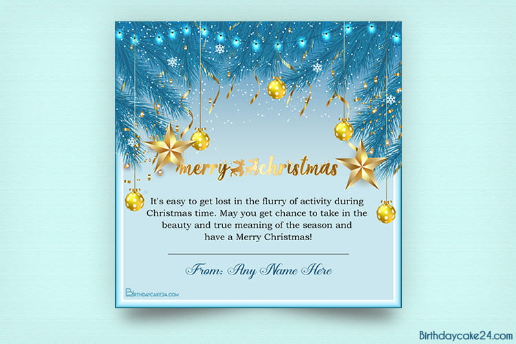 Merry Christmas Wishes Card With Name Online Editing