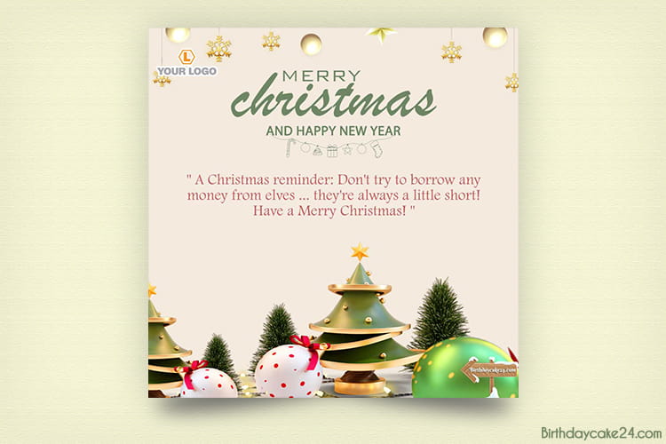 Merry Christmas Wishes With Logo And Info Company