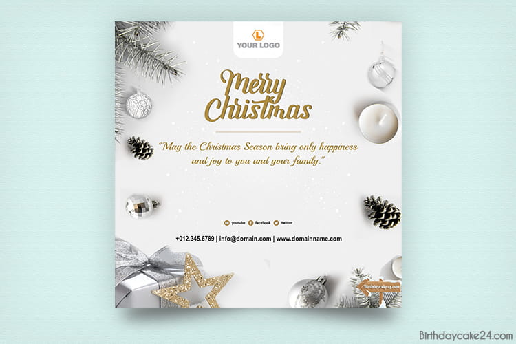 Realistic Corporate Christmas Card With Logo