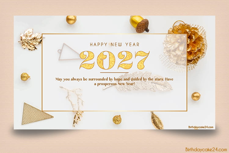 Luxury Gold And White Happy New Year 2027 Greetings