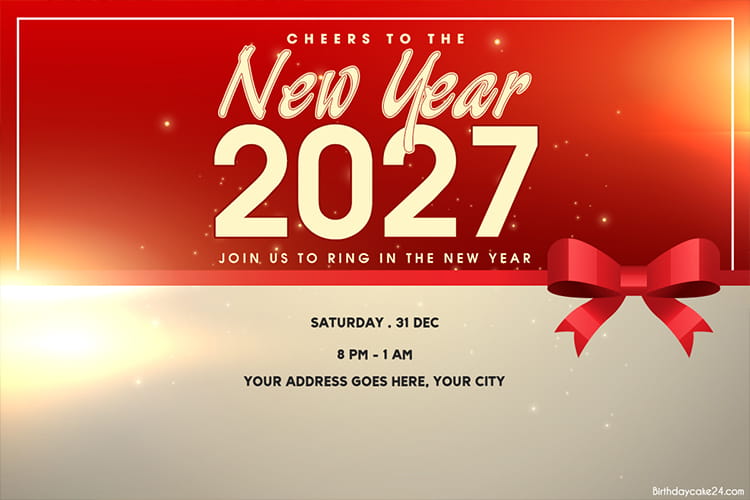 Cheer To The New Year 2027 Invitation Cards