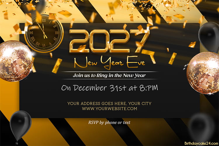 Sparkling New Year's 2027 Eve Party Invitation Cards Maker