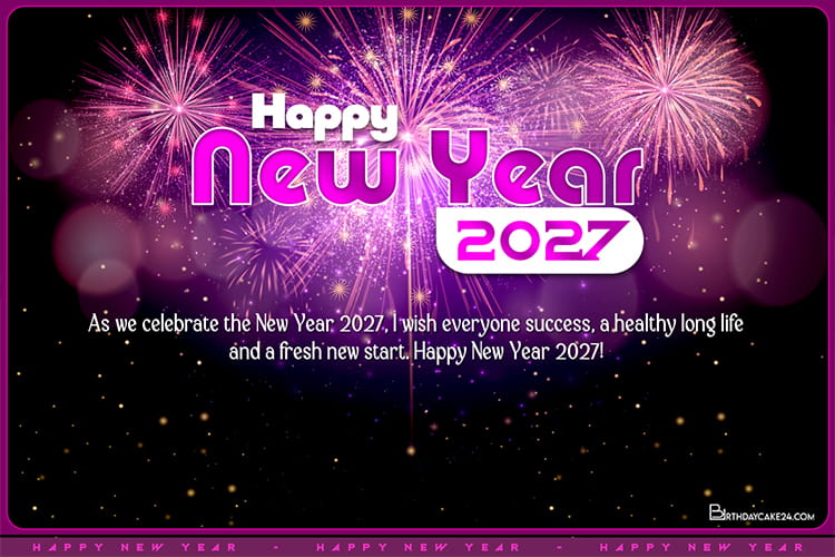 Fireworks Happy New Year 2027 Wishes Card Images Downloads