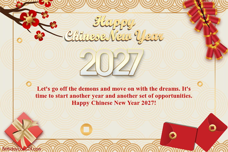 Happy Chinese New Year 2027 Greeting Cards