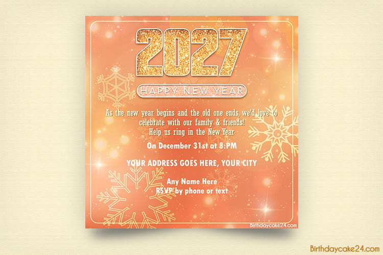Rose Gold New Year 2027 Invitation Card