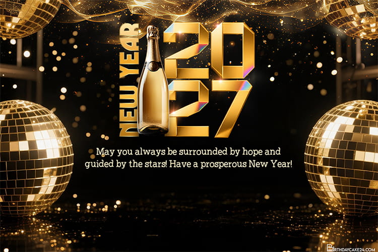 Happy New Year 2027 Wishes Card Maker Online