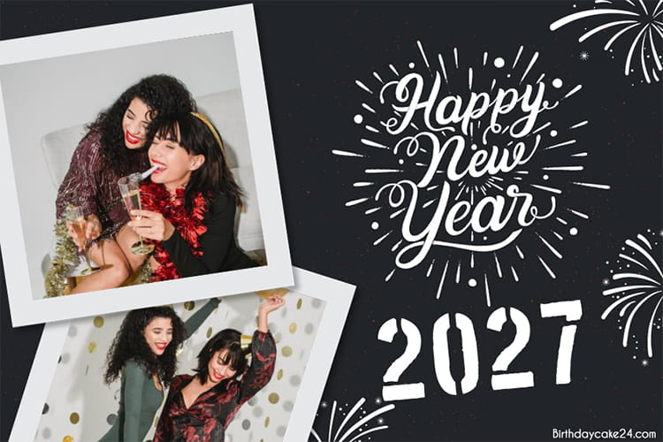 New Year 2027 Greetings With Double Photo Frames